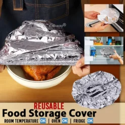 Pack Of 50 Reusable Aluminum Foil Food Wrap Covers