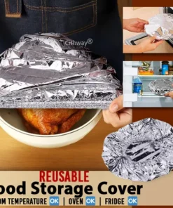 Pack Of 50 Reusable Aluminum Foil Food Wrap Covers