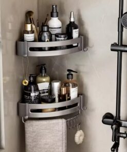 2Pcs Aluminium Corner Bathroom Shelf