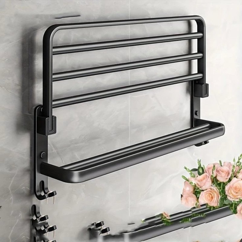 Aluminum No Drilling Movable Towel Rack - Image 3