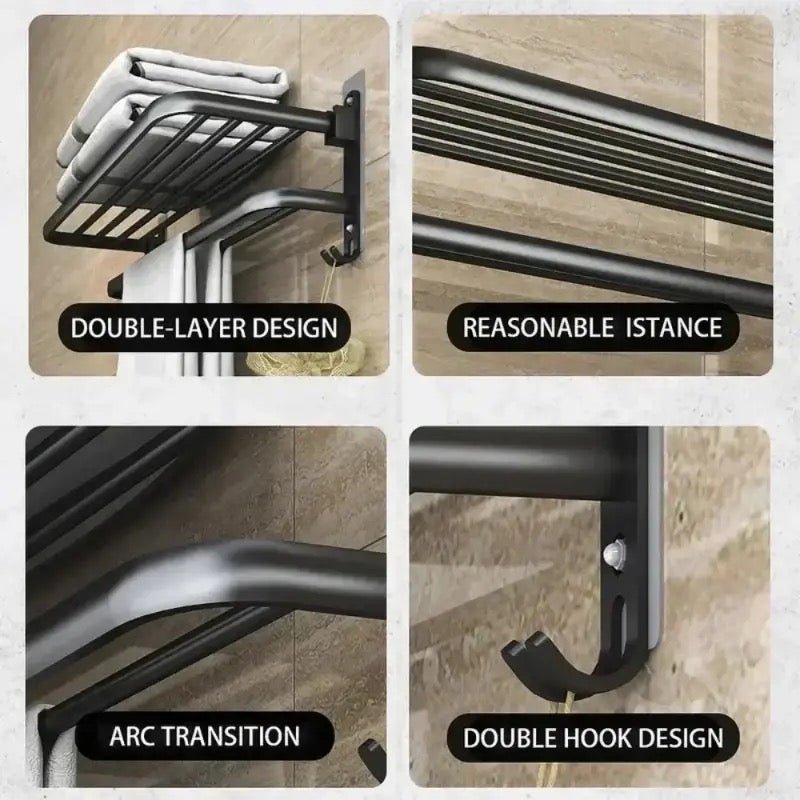 Aluminum No Drilling Movable Towel Rack - Image 5