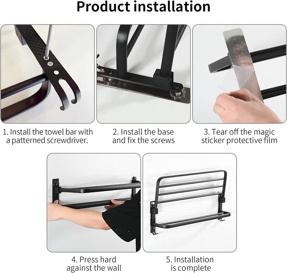 Aluminum No Drilling Movable Towel Rack - Image 7